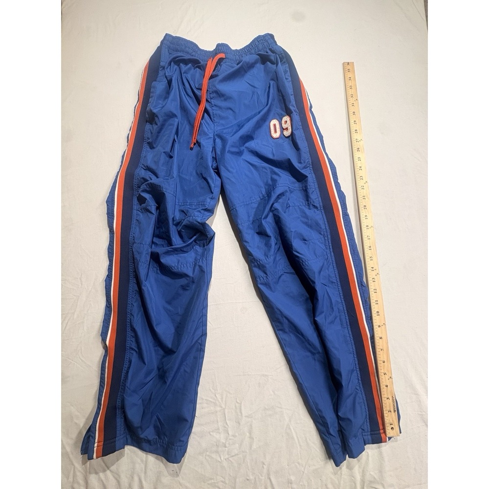 Athletic Works Mens Medium Blue Windbreaker Track Pants Orange Stripe Y2K 09